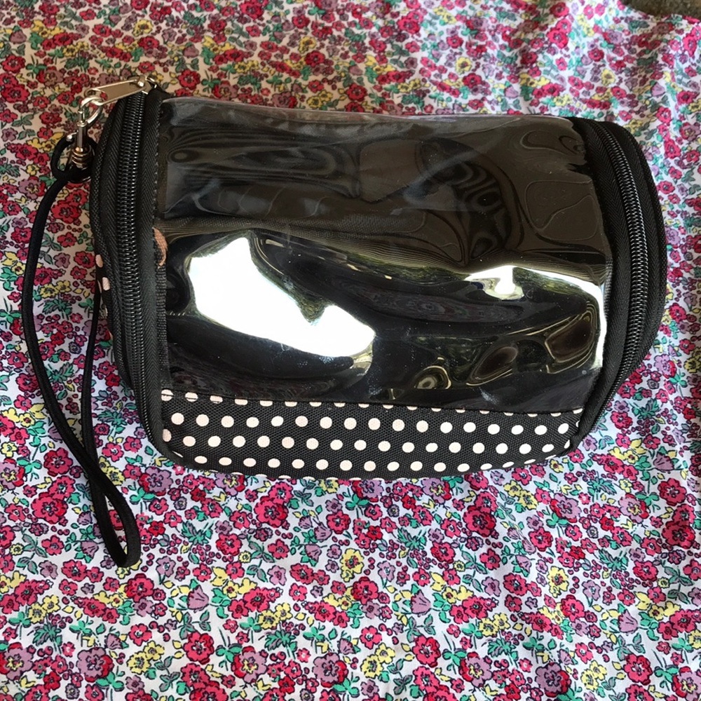 BNWOT b&w polka dot makeup bag